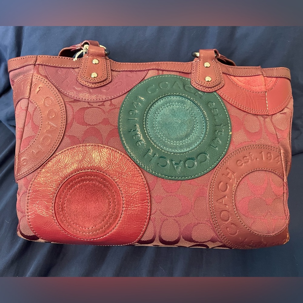 EUC Unique Coach Suede & Leather Purple Shoulder Bag